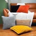 Set of 2 Black 18x18 Decorative Faux Fur Throw Pillow Covers with Velvet Back for Sofa & Bed. - Image 5