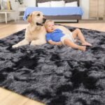 Tepook 9x12 Area Rugs: Super Soft Dark Grey Shaggy Rugs for Living Room, Bedroom, Kids, & Nursery, Non-Slip. - Image 4