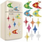 Hoolerry 12 Pcs Midcentury Modern Fridge Magnets Retro Atomic Stars Diamond Painting Magnets Vintage Celestial Diamond Art for 1960s 50s Home Office MCM Decoration