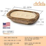 10-Inch Wooden Dough Bowl Soy Candle | Farmhouse Table Decor | 4-Wick Wooden Centerpiece - Image 3
