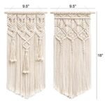 Mkono 2-Pc Macrame Wall Hanging - Boho Chic Geometric Decor for Bedroom, Nursery, or Apartment. Perfect Gift for Birthdays & Christmas! 18" L x 9.5" W. - Image 3