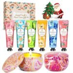 Gifts for Women, Unique Scented Candles & Hand Cream Lotion Set, Christmas Gifts Set for Corworkers, Friend Bithday Holiday Spa Gift Baskets, Stocking Stuffers for Mom Adults Teacher Wife Nurse