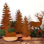 EIMMBD 5-Piece Rustic Metal Christmas Tree & Elk Decor—Vintage Evergreen Centerpieces for Farmhouse Mantel and Shelf - Image 6