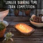 10-Inch Wooden Dough Bowl Soy Candle | Farmhouse Table Decor | 4-Wick Wooden Centerpiece - Image 5