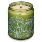Hemlock Park Green Glass Wood Wick Candle Handcrafted with Natural Coconut Wax (Standard 8 oz, Pumpkin Crème)