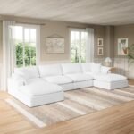Intuition Decor Cloud Couch: Modern U-Shaped 6-Seater Sectional Sofa with Removable White Linen Cushions. - Image 3