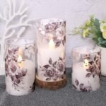 Rose LED Flameless Glass Candles with Remote & Timer - Battery Operated Floral Decor for Spring, Easter & Holidays - Set of 3 - Image 7