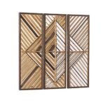 Deco 79 Set of 3 Geometric Wooden Wall Sculptures - Slatted Design, 12"W x 35"H, Brown Home Decor - Image 10
