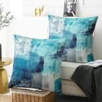 Alricc Set of 2 Turquoise and Grey Contemporary Throw Pillow Covers, 18x18 inches for Bedroom & Living Room Décor - Image 6