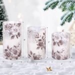 Rose LED Flameless Glass Candles with Remote & Timer - Battery Operated Floral Decor for Spring, Easter & Holidays - Set of 3 - Image 5