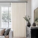 96-Inch Pinch Pleated Linen Curtains for Living Room & Bedroom - Light Filtering Boho Drapes, 2 Panels with Hooks & Rings for 8ft Cream Birch Sliding Glass Door. - Image 2