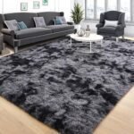 Tepook 9x12 Area Rugs: Super Soft Dark Grey Shaggy Rugs for Living Room, Bedroom, Kids, & Nursery, Non-Slip. - Image 2