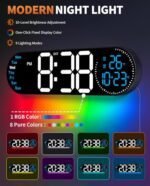 GLOKUUCA 17.2" Digital Wall Clock - Color-Changing Remote, Date, Week, Temp, Auto Dim, Night Light - Image 4
