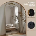 Antok 71"x28" Arched Full-Length Mirror: Elegant Bronze Carved Floor Mirror for Bedroom & Living Room Decor. - Image 5