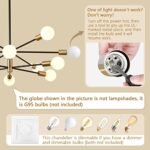 RUIYEY Sputnik Modern Chandelier: 12-Light Adjustable Gold & Black Fixture for Dining, Living & Kitchen Island. - Image 8