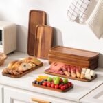 HOMKULA Acacia Wood Serving Tray - Mini Charcuterie Board, Small Cheese Board (14"x5.5") for Kitchen & Home Decor - Image 3