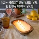 10-Inch Wooden Dough Bowl Soy Candle | Farmhouse Table Decor | 4-Wick Wooden Centerpiece - Image 2