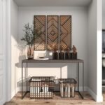 Deco 79 Set of 3 Geometric Wooden Wall Sculptures - Slatted Design, 12"W x 35"H, Brown Home Decor - Image 7