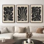 Framed 3D Wood Wall Art - Large Boho Floral Black & Beige, 3-Piece Decor for Living Room, Office & Hallway, 24x36 Inches. - Image 3