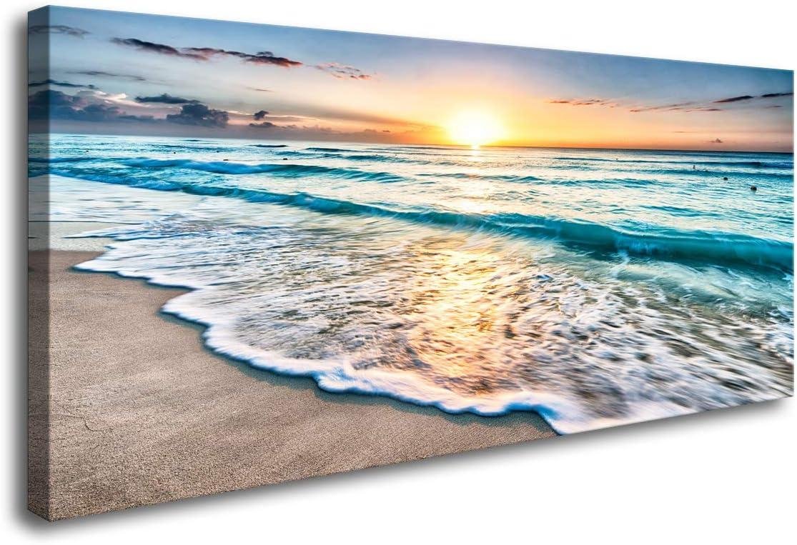 Vibrant Beach Sunset Canvas: Our Review of Baisuart’s Ocean Wave Wall Art