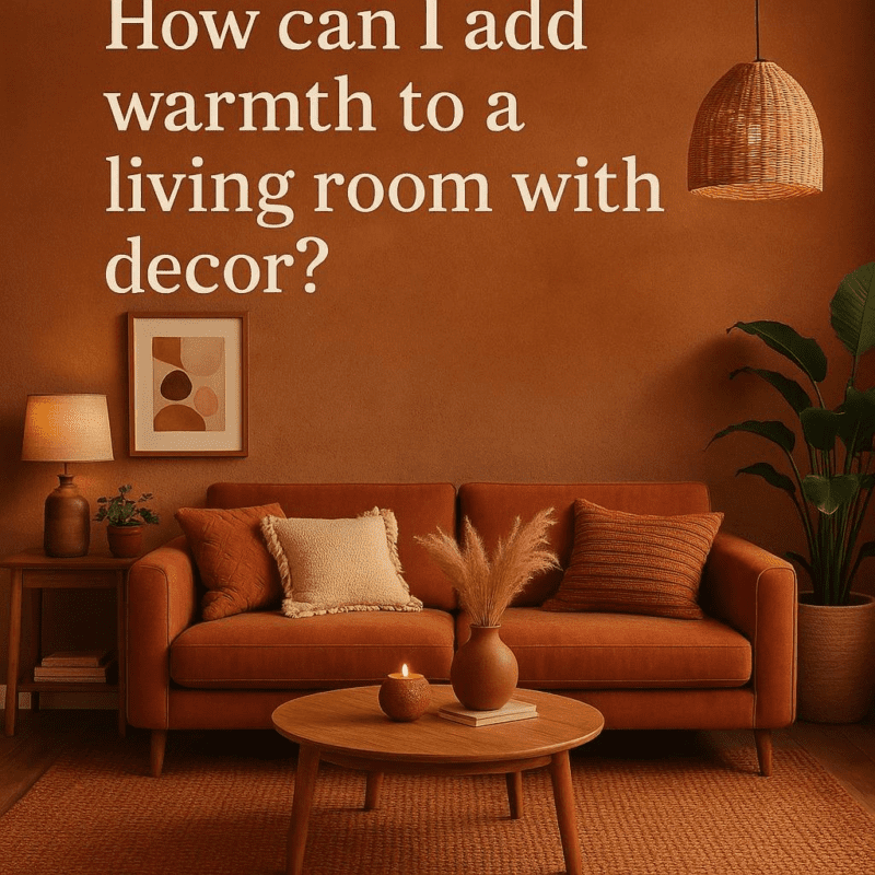 How can I add warmth to a living room with decor?