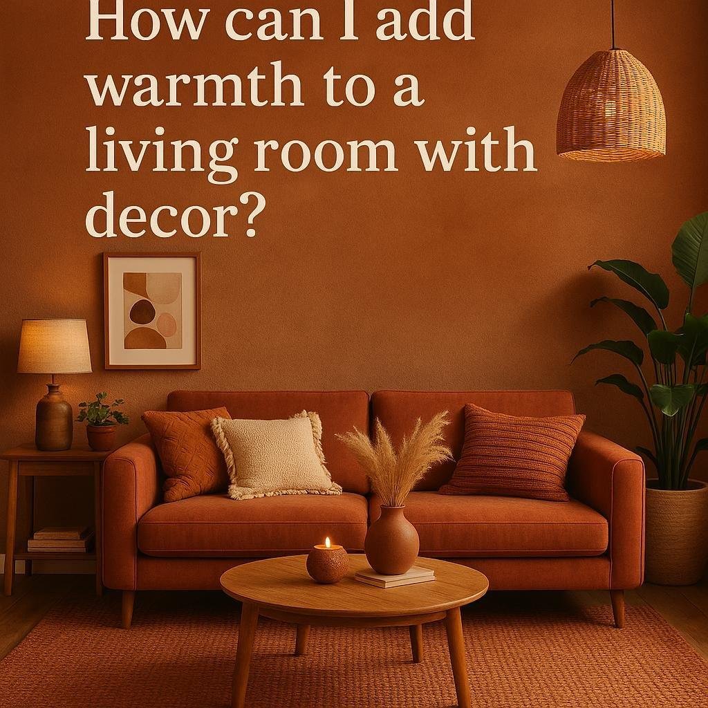 How can I add warmth to a living room with decor?
