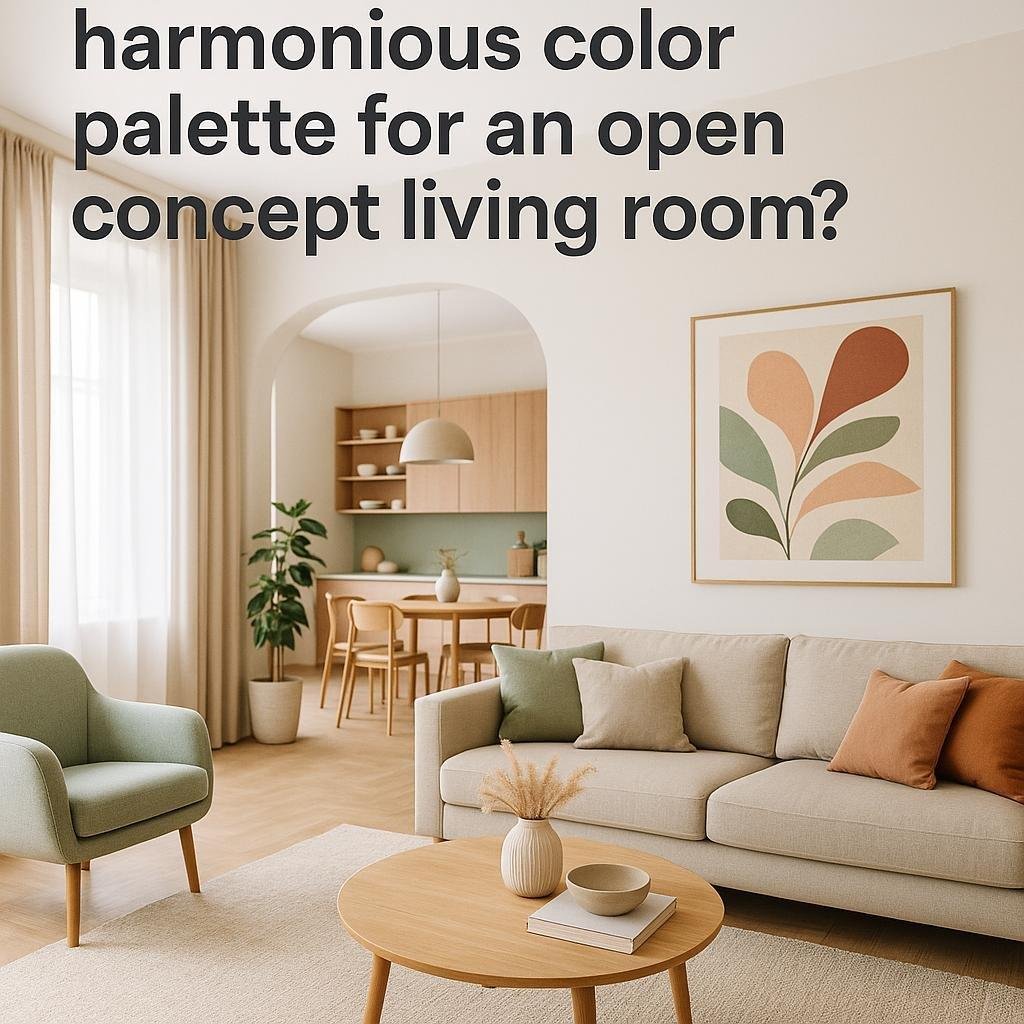 How can I create a harmonious color palette for an open concept living room?