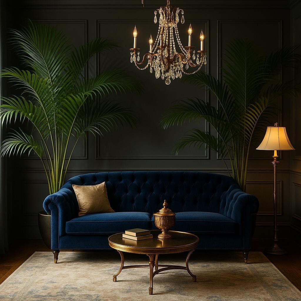 How can I add a touch of luxury to my living room decor with indoor palm trees?