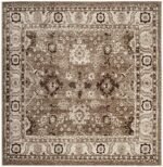 SAFAVIEH Vintage Hamadan 3' Square Area Rug - Taupe, Persian Design, Non-Shedding, Easy Clean for Living Room, Bedroom, Dining (VTH214T) - Image 2