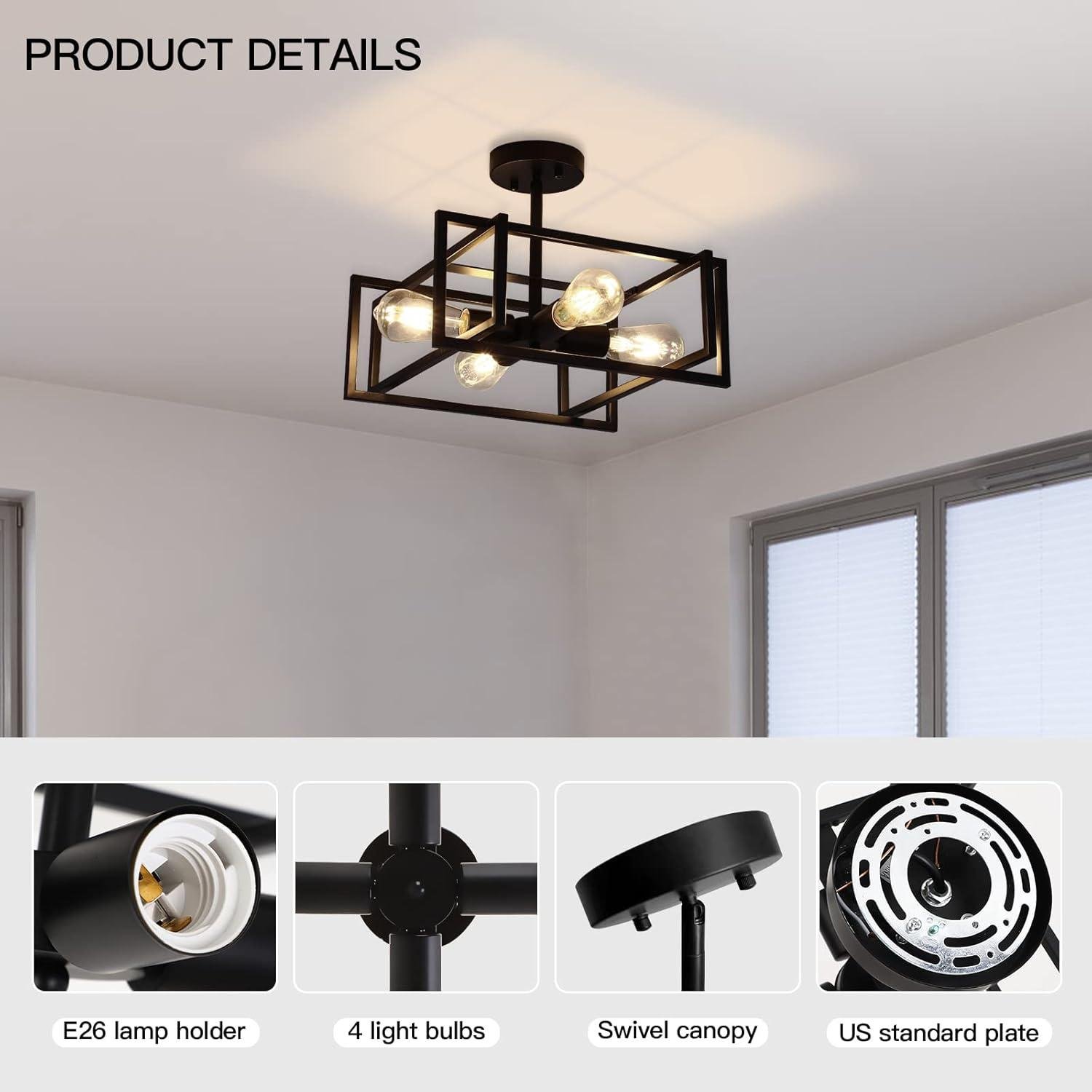Why We Love the Minyuco 4-Light Black ceiling Fixture