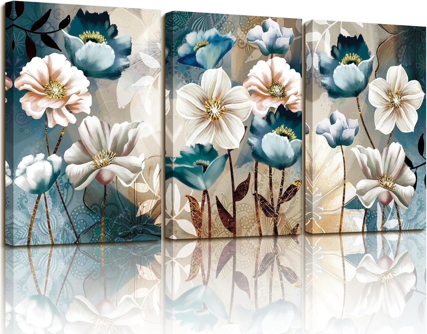Elevating Our Space: SERIMINO's Blue Lotus Canvas Trio