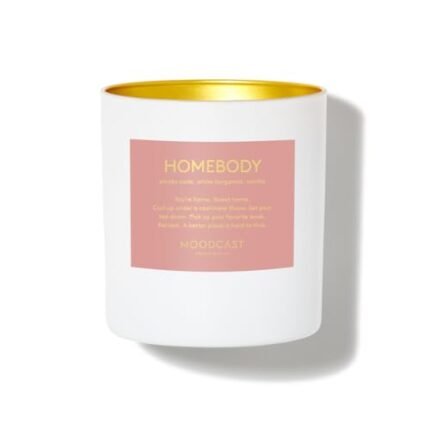 Moodcast Homebody Scented Candle - Aesthetic Candle for Home, Vanilla, White Bergamot & Smoky Cade, Clean Coco Wax Blend, Vegan, Paraben Free, 45-Hour Long Lasting Burn - 8oz