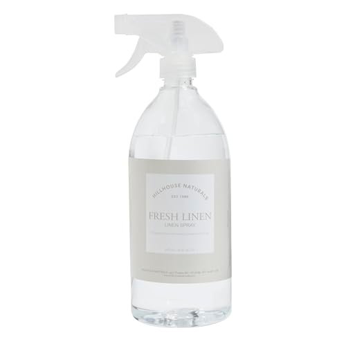 Hillhouse Naturals Fresh Linen Mist - 1L Aromatherapy Spray for Hillhouse Naturals 1 liter Fresh Linen linen Mist. Aromatherapy Spray for Relaxation and Sleep. With scents of lemon and orange interwoven with bergamot, rose, jasmine and musk. Made in the USA