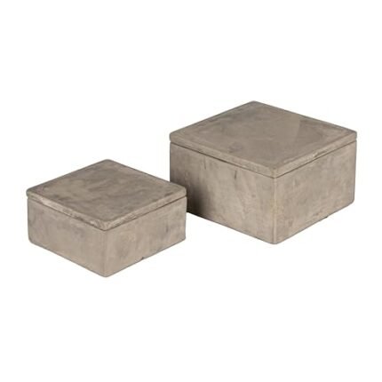Bloomingville Contemporary Cement Boxes with Lids, Grey, Set of 2