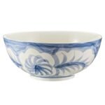 Maxdot Blue and White Bowl 10 x 5 Inch Large Hand Painted Stoneware Decorative Vase Bowl with Floral Chinoiserie Ceramic Design for Kitchen Centerpiece Creative Home Decor
