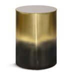 SIMPLIHOME Curtis Industrial 16 inch Wide Metal Metal Cylinder Accent Table in Ombre Black/ Gold, Fully Assembled for the Living Room and Bedroom