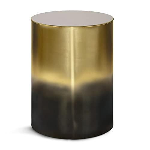 SIMPLIHOME Curtis 16" Wide Industrial Metal Cylinder Accent Table in SIMPLIHOME Curtis Industrial 16 inch Wide Metal Metal Cylinder Accent Table in Ombre Black/ Gold, Fully Assembled for the Living Room and Bedroom