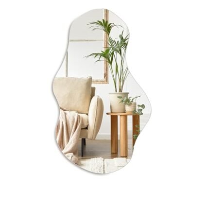 PERFNIQUE Irregular Wall Mirror Asymmetrical Mirror, 35''x21'' Decorative Modern Mirrors for Bathroom Bedroom Living Room Entryway, Cloud Frameless Mirror, Wall Mounted (35''x21'', Cloud)
