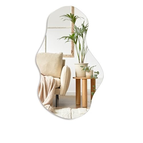 PERFNIQUE 35''x21'' Irregular Cloud Frameless Wall Mirror for Bathroom, Bedroom, PERFNIQUE Irregular Wall Mirror Asymmetrical Mirror, 35''x21'' Decorative Modern Mirrors for Bathroom Bedroom Living Room Entryway, Cloud Frameless Mirror, Wall Mounted (35''x21'', Cloud)