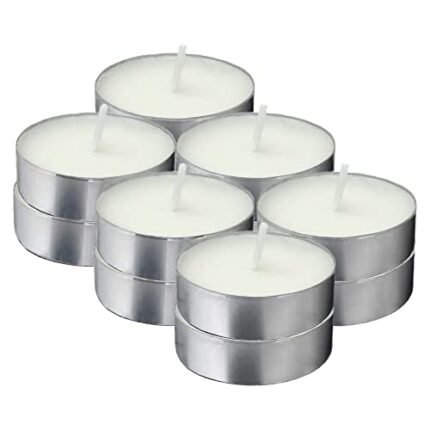 Tribello White Tea Lights - Unscented Tealight Candles - 3.5 Hour Burn Time - Perfect for Home, Travel, Events & Emergencies - Pack of 12