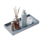 Mriluvy Vanity and Bathroom Tray, 7.7" ABS Countertop Organizer,Waterproof Vanity Tray for Toilet Tank,Perfume,Soap,Keys,Bathroom Accessories,Kitchen and Bath Trays,Non Slip Small Trays,Gray