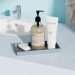 Mriluvy 7.7" ABS Vanity and Bathroom Tray – Waterproof Organizer for Toilets, Perfume, Soap, and Accessories, Non-Slip, Gray. - Image 3