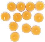 Hyoola Pure Beeswax Tealight Candles - Handmade Unscented, 4-Hour Burn Time, Clear Cup, Pack of 12 - Image 6