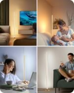 EDISHINE Helix LED Floor Lamp - 56" Dimmable, 2700K-6000K, Remote & Foot Switch, Modern Gold Design for Home & Office - Image 5