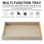 Champagne Faux Leather Serving Tray with Handles - 17x12" Decorative Tray for Living Room, Kitchen & Bathroom. - Image 3