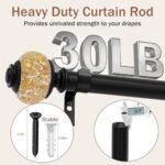 1-Inch Adjustable Curtain Rod Set with Luxury Crystal Finials for Bedroom & Living Room (Black Gold, 28-52 in) - Image 6