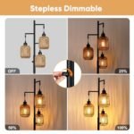 ROTTOGOON Dimmable Boho Floor Lamp - 3-Light Rustic Rattan Lamp for Living Room, Office & Bedroom, 68" Tall - Image 2