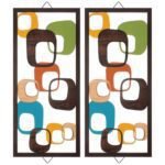 CroBlissful 2 Pcs Mid Century Wall Art Mid Century Modern Decor Elegance Wall Accents Wood Abstract Decor Geometric Panels for Interior Panel Wood Art for Home Living Room