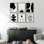Set of 6 Framed Boho Black and White Abstract Canvas Prints for Modern Wall Decor 11x14" - Image 4