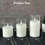 LEDHOLYT Rechargeable Flameless Glass Pillar Candles – Set of 3 with Flickering Light, Remote & Timer, Perfect for Home & Holiday Decor. - Image 6